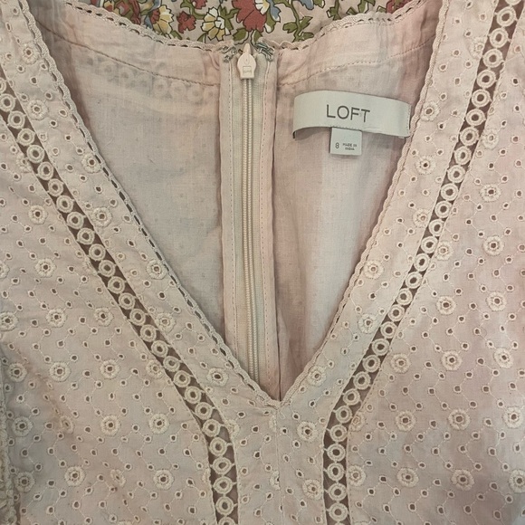 LOFT Pink Eyelet Dress SZ 8 - Picture 2 of 6